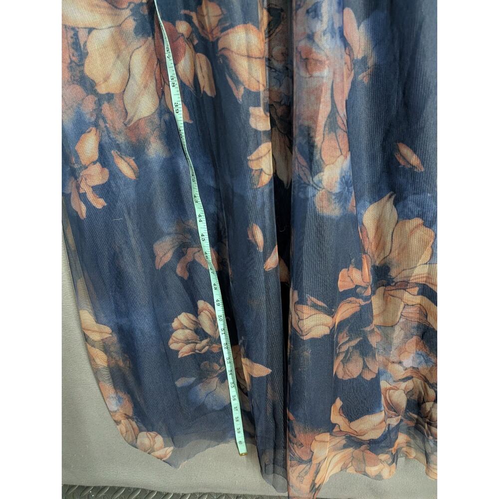 Baltic Born Layla Tulle Maxi Dress In Dark Blue Floral Size Medium Semi Sheer - Picture 8 of 10